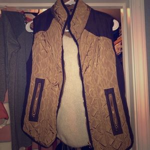 Quilted brown and tan tech vest
